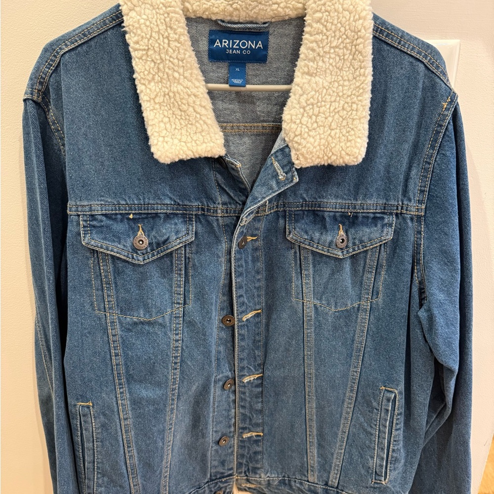 Men's Blue Denim Sherpa-Lined collar Jacket